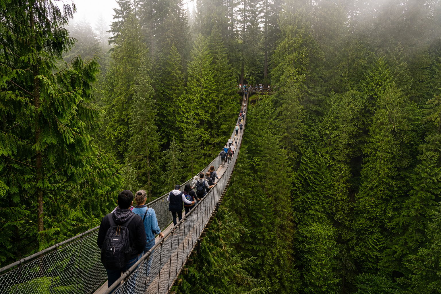 Capilano Suspension Bridge over rainforest canyon